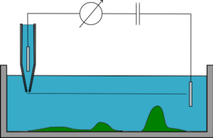 Trajectory of a SICM probe in constant-z mode. Sicm cst z.png