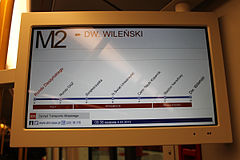 Trasa M2 na monitorze w pociągu
