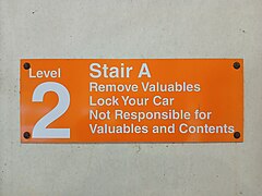 Sign for Stair A, Level 2 of the Huntington parking garage.jpg