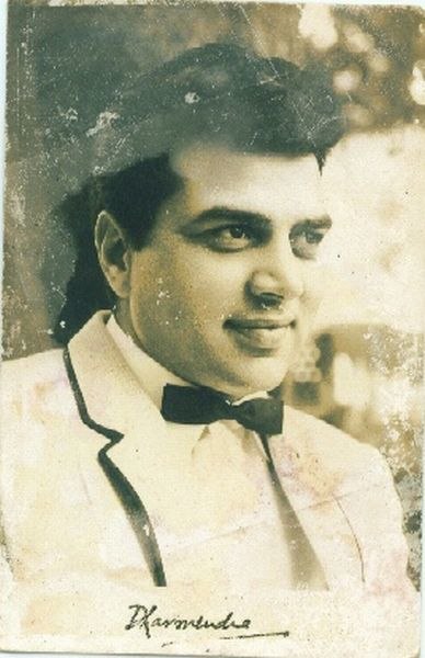 Signed photograph of Dharmendra in 1965