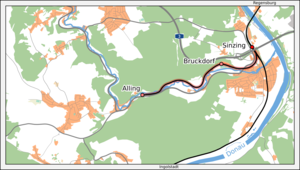 Section of the Sinzing – Alling railway line