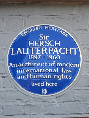 Sir Hersch Lauterpacht 1897–1960 An architect of modern international law and human rights lived here.jpg