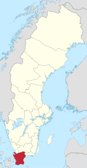 Location of Skåne County