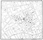 John Snow's Cholera map in dot style, 1854. Snow-cholera-map-1.jpg