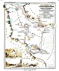 Bastian Islands on the map by August Petermann