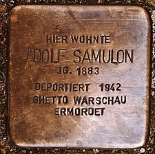 Snublestein for Adolf Samulon i Hannover