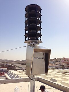 Civil defense siren An outdoor warning device that alerts Civilians or Military about incoming or ongoing danger.