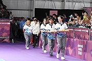 Deutsch: Tischtennis bei den Olympischen Jugendspielen 2018; Tag 9, 15. Oktober 2018; Mixed Medaillenzeremonie - Gold: Yingsha Sun & Wang Chuqin (CHN), Silber: Miu Hirano & Tomokazu Harimoto (JPN), Bronze: Su Pei-ling & Lin Yun-ju (TPE)); Medaillen-Verleiher: IOC member Ryu Seung-minu (KOR), Maskottchen-Verleiher: ITTF Vice-Presiden Nestor Tenca (ARG) English: Table tennis at the 2018 Summer Youth Olympics at 15 October 2018 – Mixed Medal Ceremony - Gold: Yingsha Sun & Wang Chuqin (CHN), Silver: Miu Hirano & Tomokazu Harimoto (JPN), Bronze: Su Pei-ling & Lin Yun-ju (TPE)); Medal presenter: IOC member Ryu Seung-minu (KOR), Mascot presenter: ITTF Vice-Presiden Nestor Tenca (ARG)