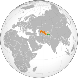 Map indicating locations of Tajikistan and Uzbekistan