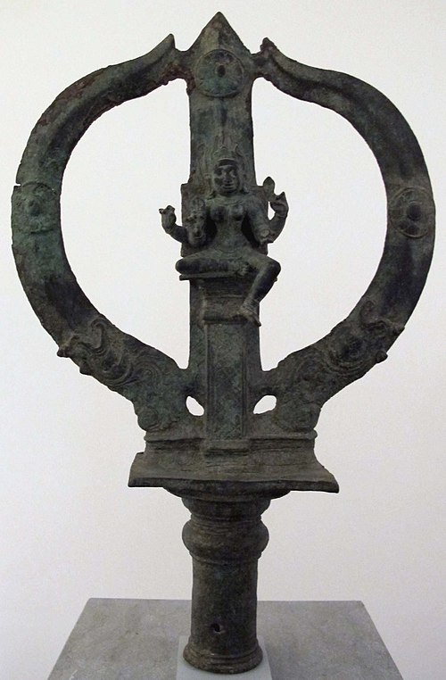 Mariamman embedded in a trident, 1st century, Chola period, Tamil Nadu, India