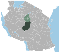 Location of the Manyoni district in Tanzania
