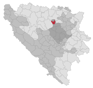 Lage der Gemeinde Tešanj in Bosnien und Herzegowina (anklickbare Karte)