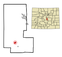 Teller County Colorado Incorporated and Unincorporated areas Cripple Creek Highlighted.svg