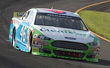 Moffitt's No. 46 car at Pocono Raceway in 2021 Thad moffitt (51278168145).jpg