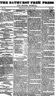 <i>The Bathurst Free Press and Mining Journal</i> newspaper in NSW, Australia, active 1851 - 1904