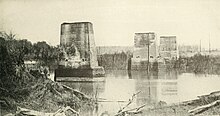 Ruins of the bridge after the battle The Photographic History of The Civil War Volume 02 Page 197 (cropped).jpg