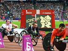 The racers preparing for the Mens 200m T53 final (9375650987).jpg