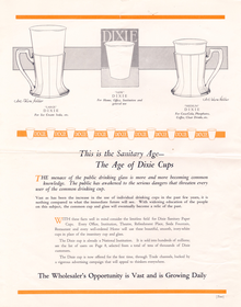 "This is the Sanitary Age" advertisement for Dixie Cups. This is the Sanitary Age.png