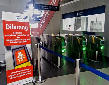 Ticket gate at Blok M MRT station of Jakarta MRT with paid area behind it