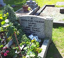 The grave of J. R. R. and Edith Tolkien, Wolvercote Cemetery, Oxford