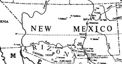 Map of the traditional boundaries of Arizona and the later Confederate Arizona south of the 34 parallel. Traditional az map.gif