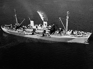 USS Butte (APA-68) dropping anchor on 3 December 1944 (19-N-75310).jpg