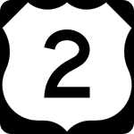 Straßenschild des U.S. Highways 2