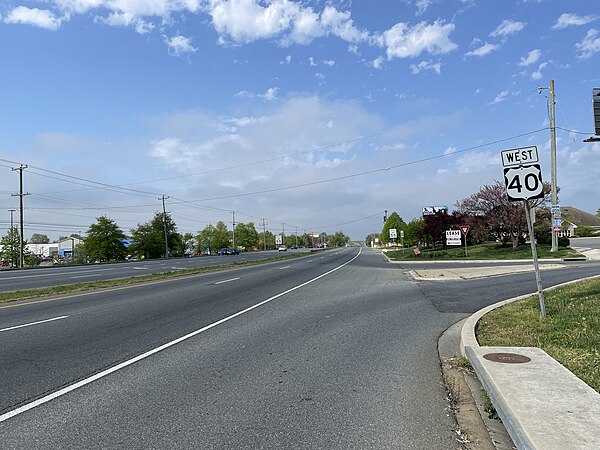 US 40 westbound past Maryland 781 in Elkton