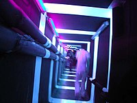 Decorative use of black light in a nightclub