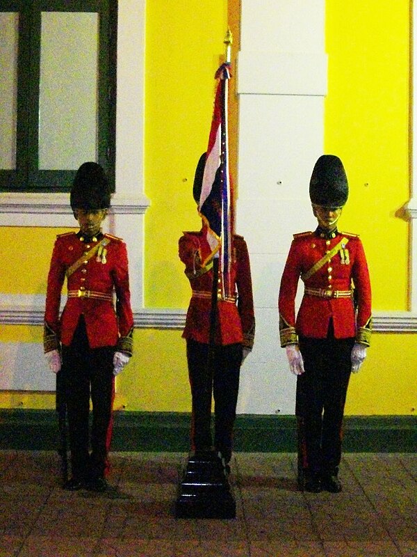 Colours guards of the Cadet Regiment, King's Guard, CRMA, Royal Thai Army (full dress)
