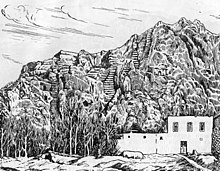 Зарисовка Ванской скалы первыми археологами Урарту, конец XIX века