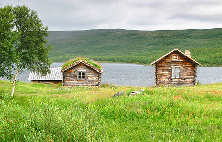 Buildings by the church.