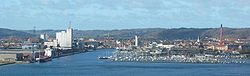 Vejle von der Vejle-Fjordbrücke aus gesehen