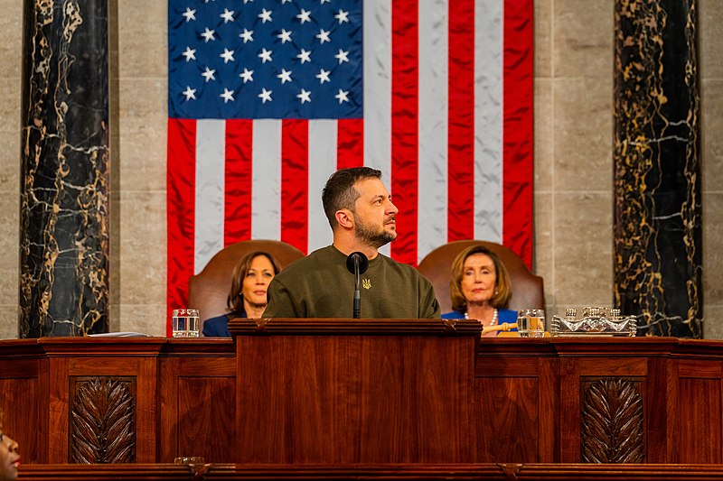 File:Volodymyr Zelensky, Kamala Harris and Nancy Pelosi during a Joint Meeting of Congress.jpg