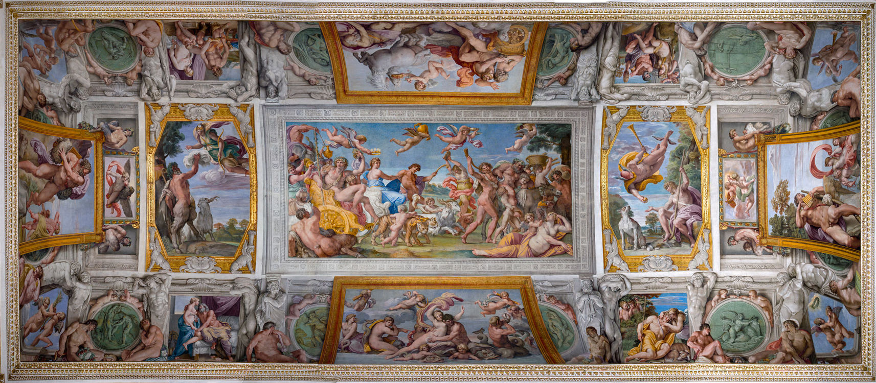 Carraccis Deckenfresken in der Galleria des Palazzo Farnese, Rom (nach der Restaurierung von 2015)