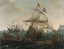 Vroom Hendrick Cornelisz Dutch Ships Ramming Spanish Galleys off the Flemish Coast in October 1602.jpg
