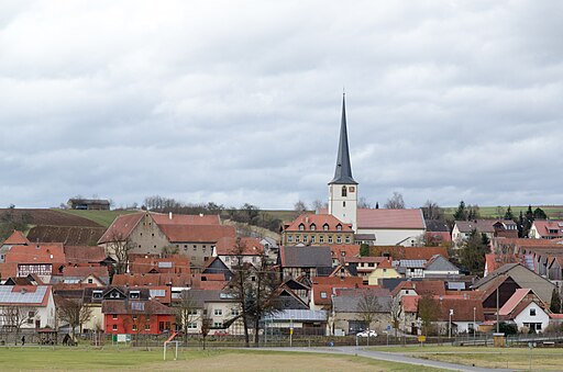 Wülfershausen an der Saale, Ortsansicht von Süden, 001