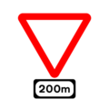 Yield ahead in 200 metres