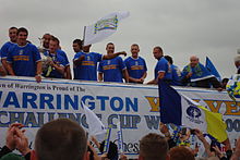 Warrington Wolves trophy parade following victory at the 2009 Challenge Cup Final Warrington Wolves Challenge Cup Winners.jpg