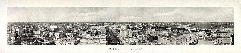 Pemandangan Winnipeg dari atas bangunan Bank Union (1907).
