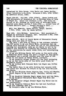 Will of Henry Wyche 1735 page 126 Wyche Will p126.jpg