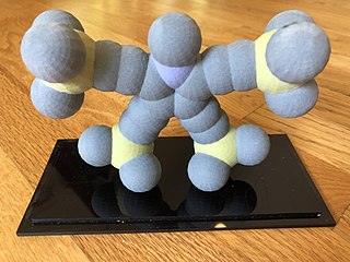 3D printed model of 1-methyl-2,3,4,5-tetrakis((trimethylsilyl)ethynyl)-1H-pyrrole structure. CSD Identifier: XURZAN XURZAN.jpg