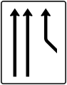 Zeichen 550-21 Zusammenführungstafel – an durchgehender Strecke – zweistreifig plus 1 Fahrstreifen von rechts; neues Zeichen
