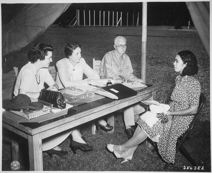 File:"A Negro WAAC (Mrs. Mary K. Adair) takes an examination for Officers' Candidate School, Fort McPherson, Georgia.", 06-20 - NARA - 531337.tif