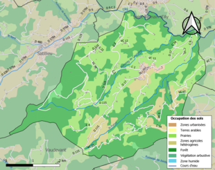 Barevná mapa znázorňující využití půdy.