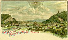 Porta Westfalica on a postcard from 1904