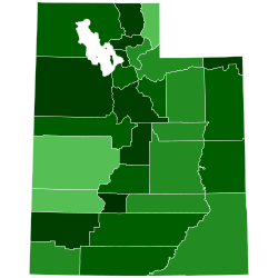 2016 Utah Democratic Presidential Caucuses election by county.svg