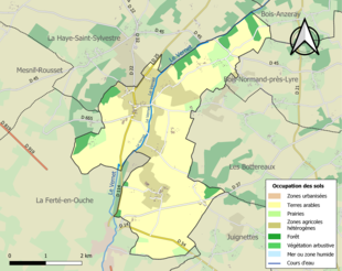 Kolorowa mapa przedstawiająca użytkowanie gruntów.