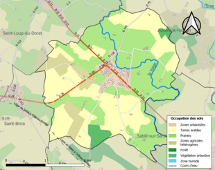 Barevná mapa znázorňující využití půdy.