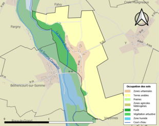 Barevná mapa znázorňující využití půdy.